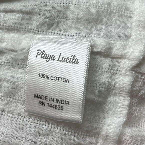 Playa Lucila White Smocked Tassel Spaghetti Strap Tiered Ruffle Maxi Dress Sz XS - Picture 11 of 12